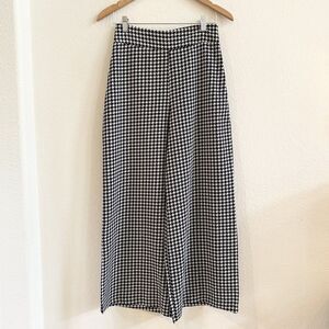Miss Love Womens Medium Houndstooth‎ High Waisted Wide Leg Side Zip Pants